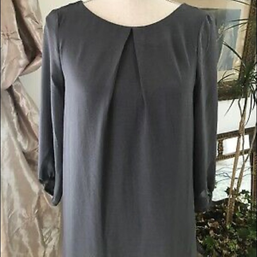 Navy Chiffon Shift Dress